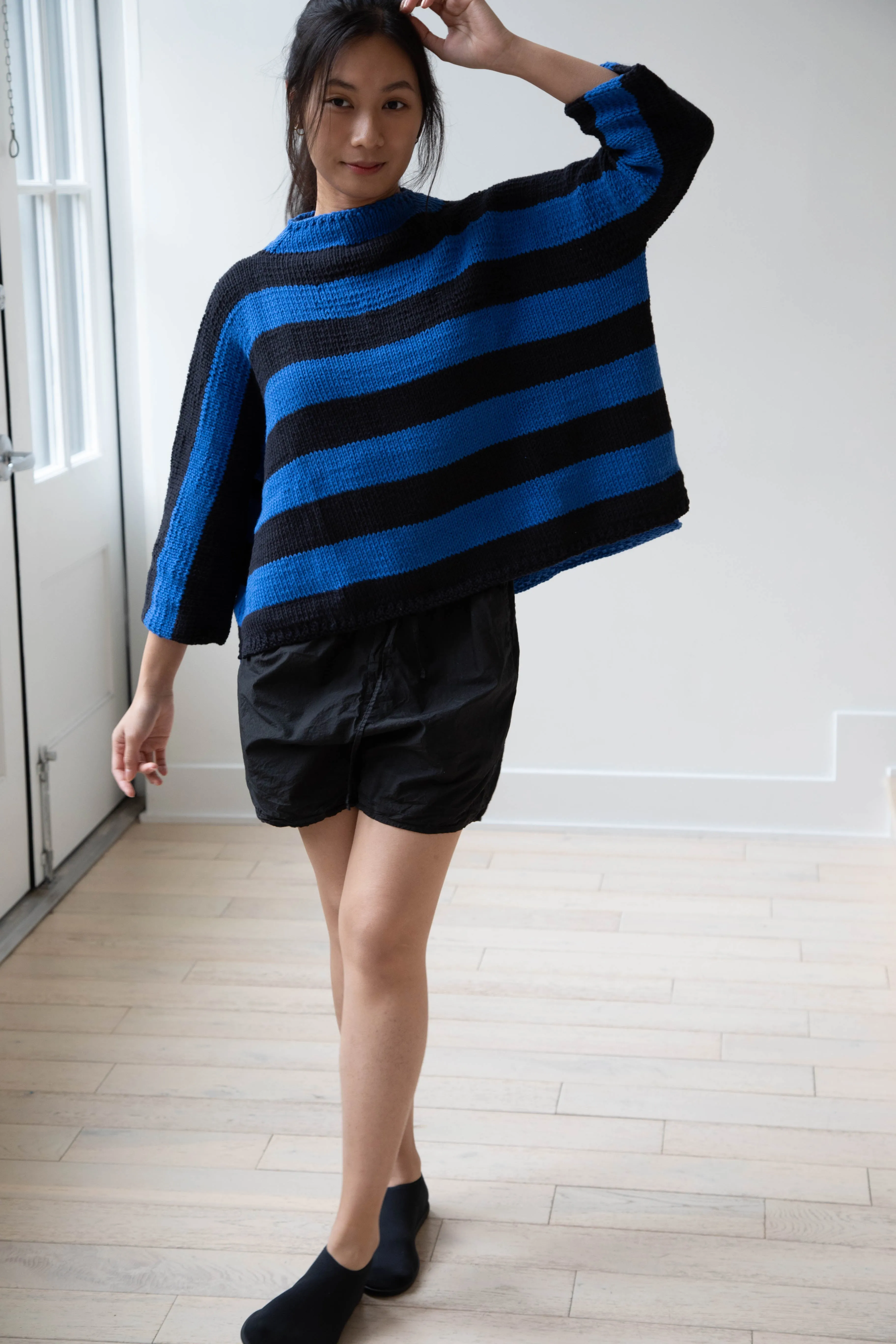 Nitto Branco Listrado Sweater in Black & Cobalt