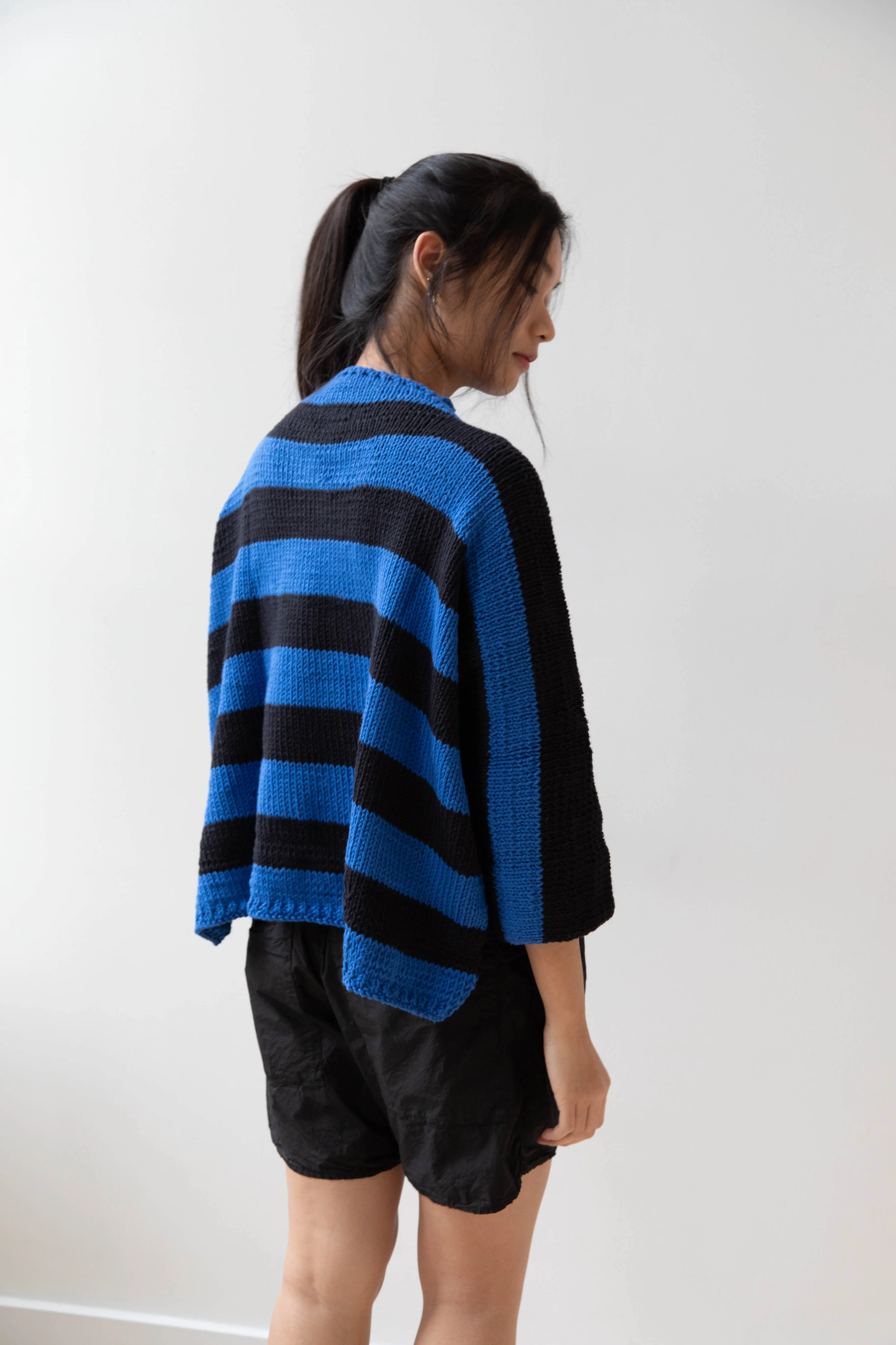 Nitto Branco Listrado Sweater in Black & Cobalt