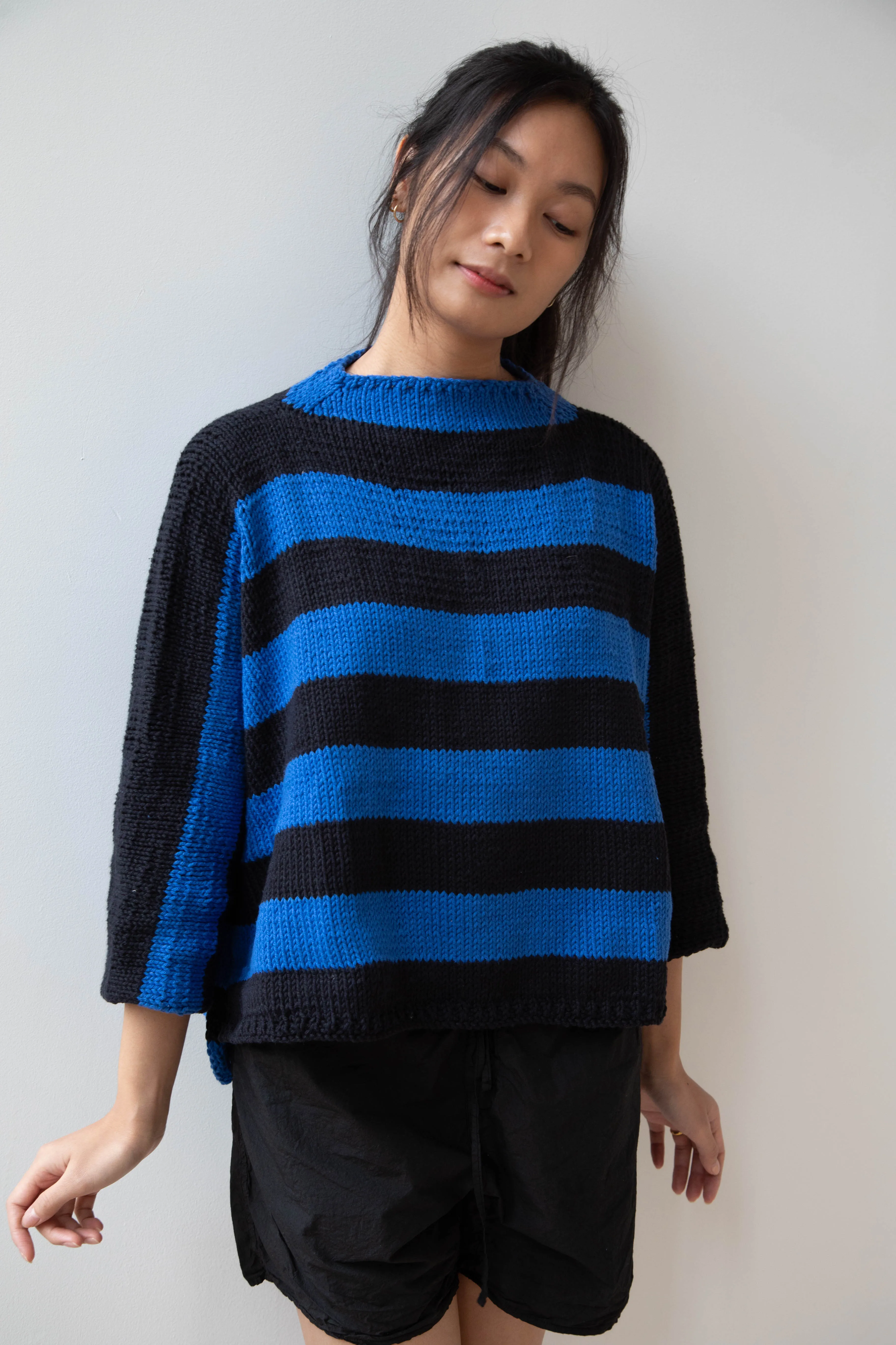 Nitto Branco Listrado Sweater in Black & Cobalt