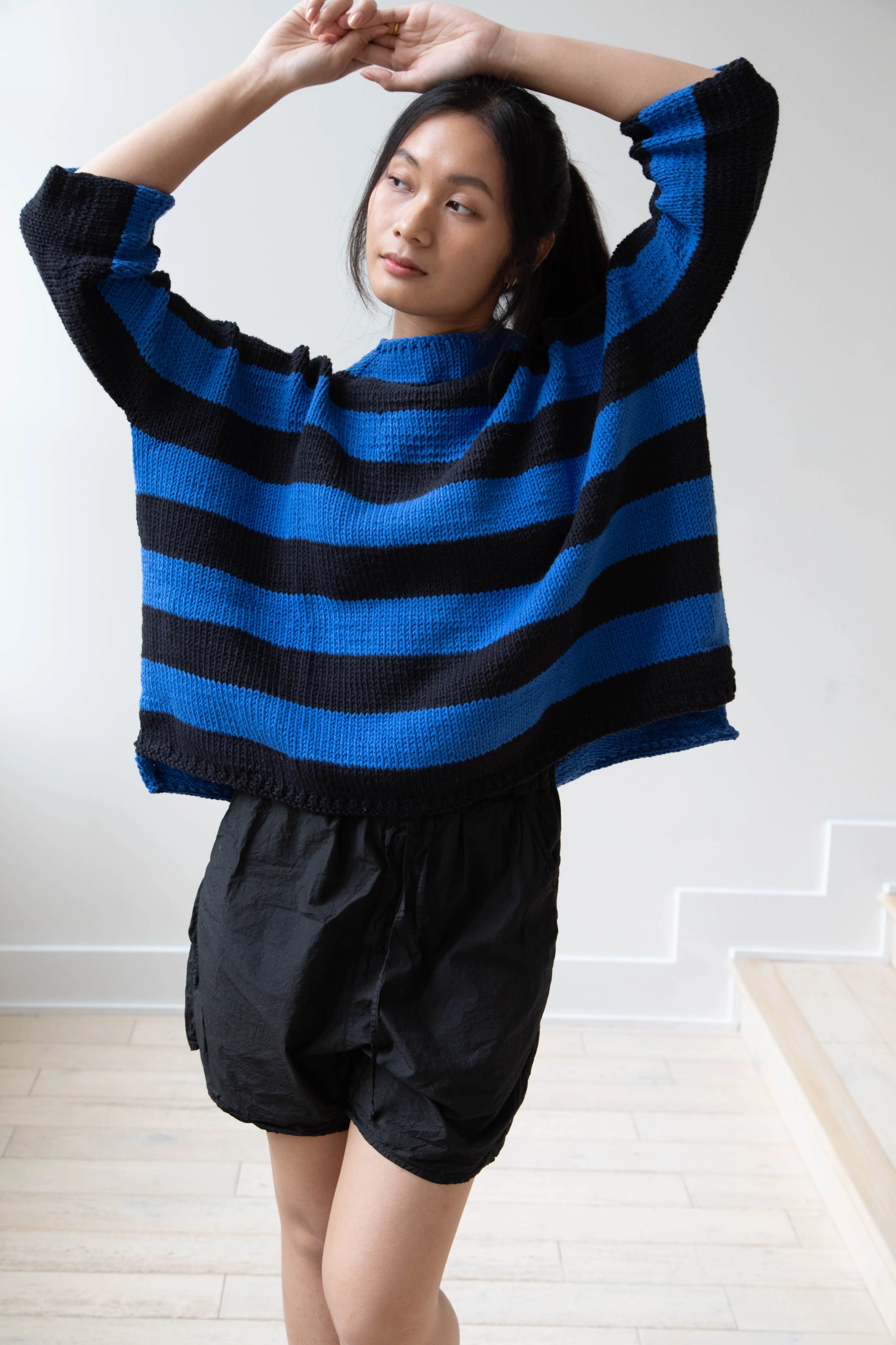 Nitto Branco Listrado Sweater in Black & Cobalt