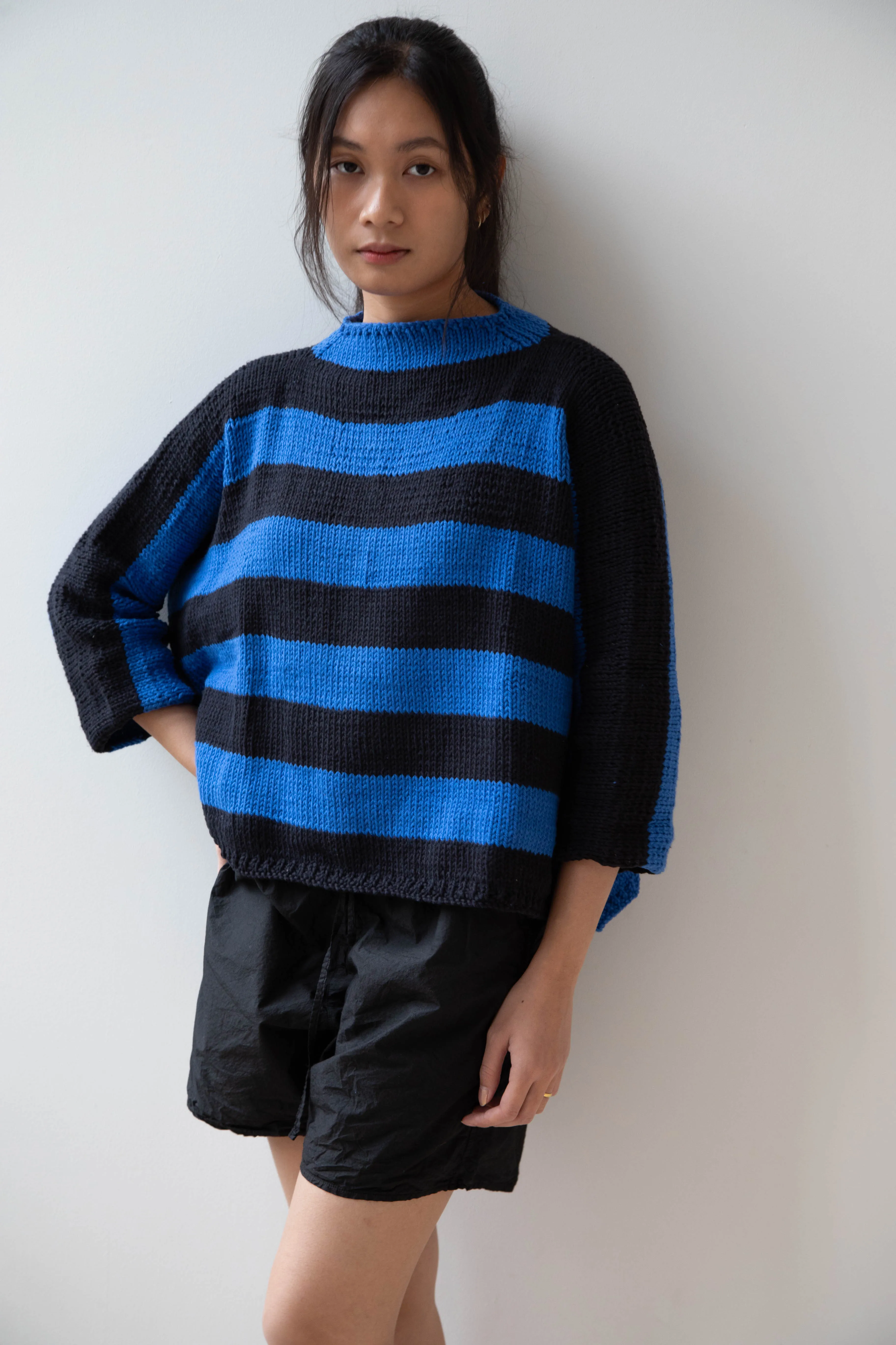 Nitto Branco Listrado Sweater in Black & Cobalt