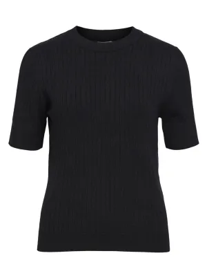 OBJNOELLE S/S KNIT T-SHIRT NOOS | BLACK