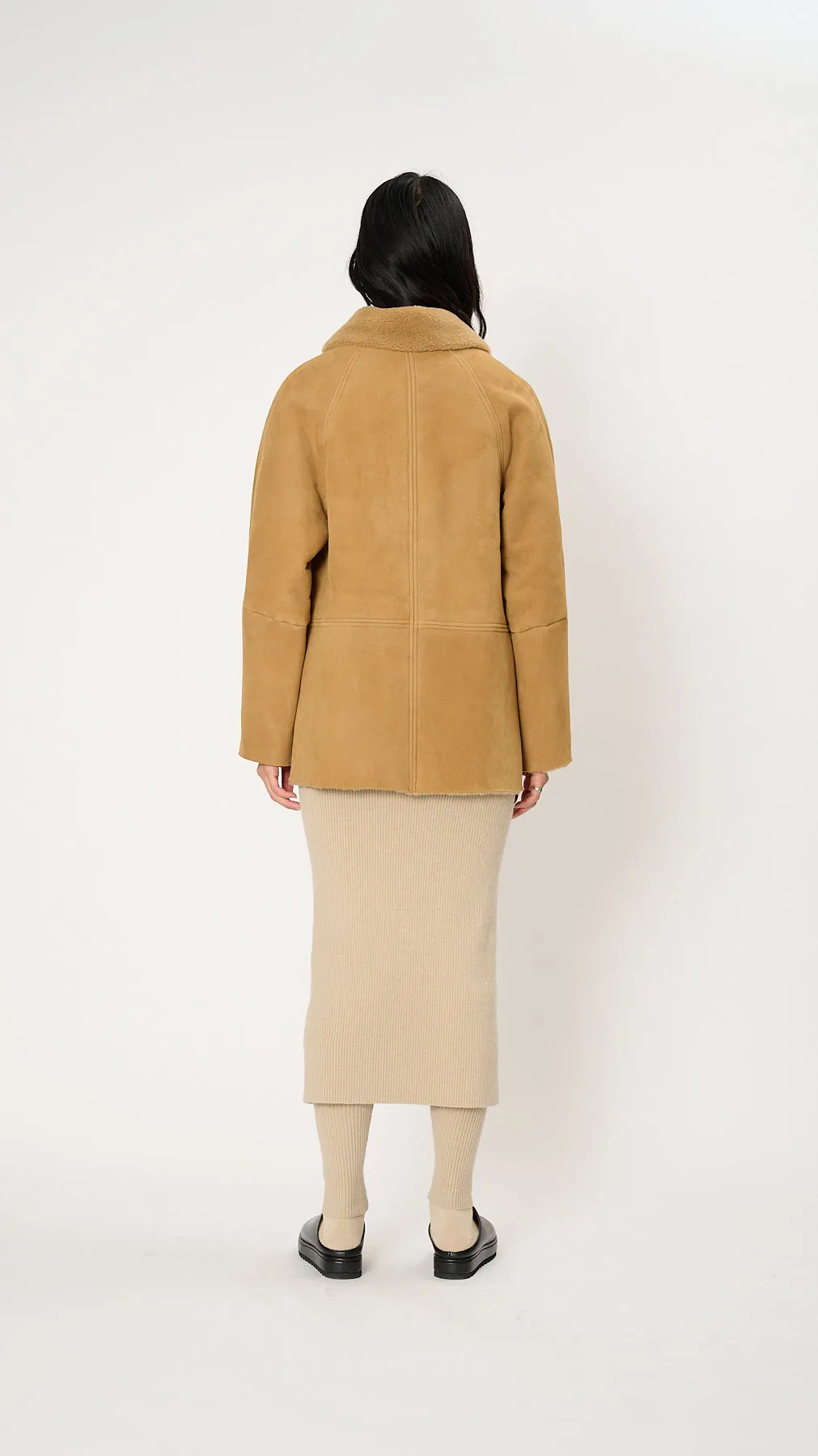 Original Hip Shearling Coat in Beige