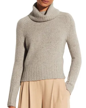 Platinum Ribbed Donegal Turtleneck Sweater