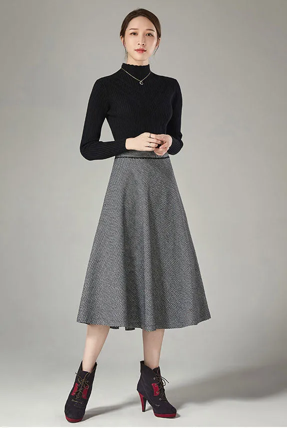 Plover plaid wool skirt for autumn J111