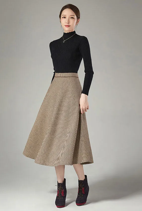 Plover plaid wool skirt for autumn J111