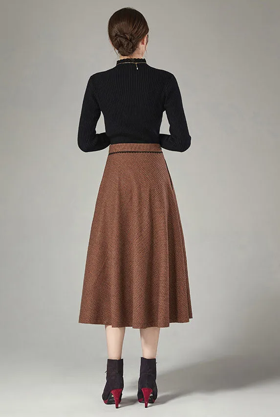 Plover plaid wool skirt for autumn J111