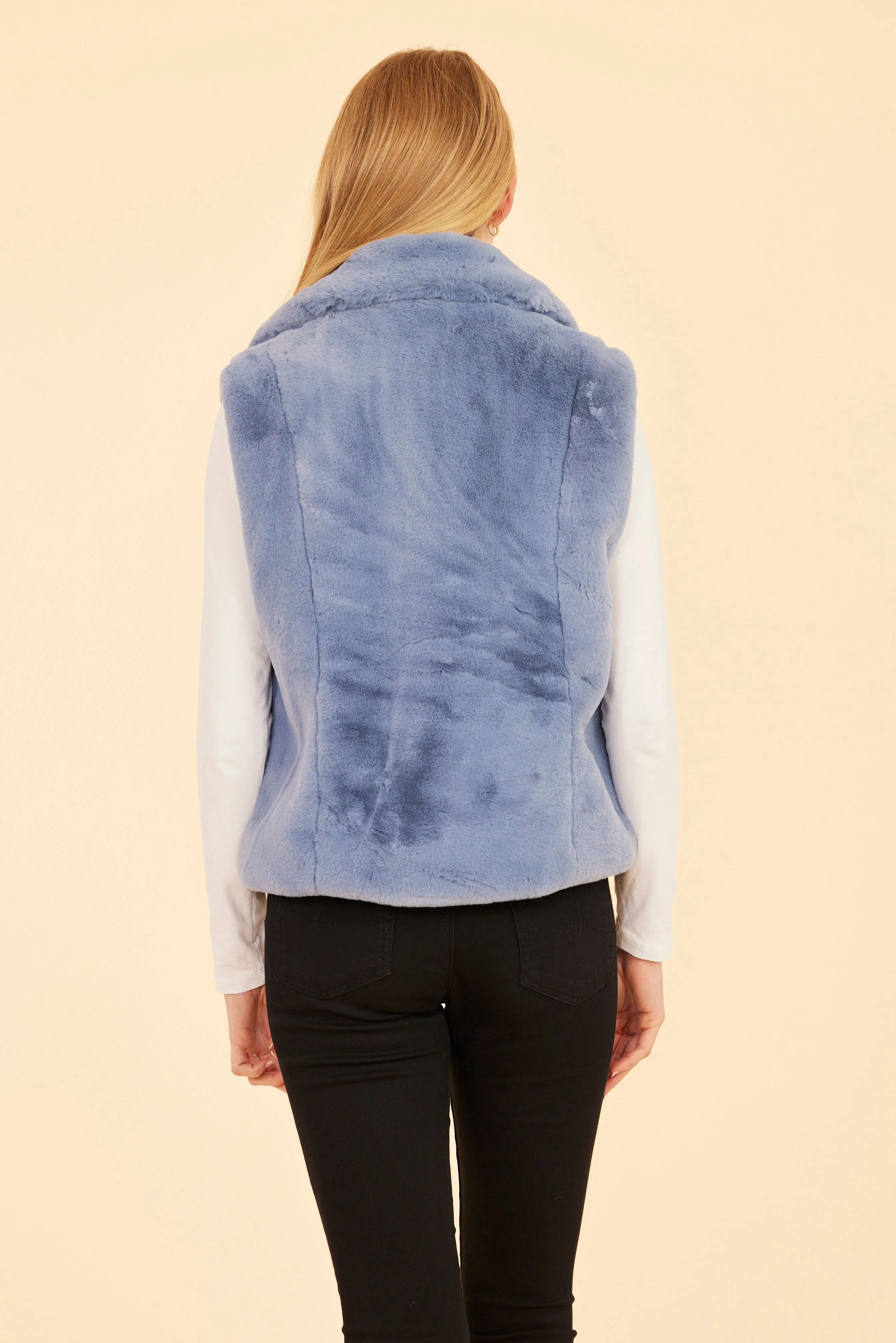 Plush Faux Fur Notch Collar Vest