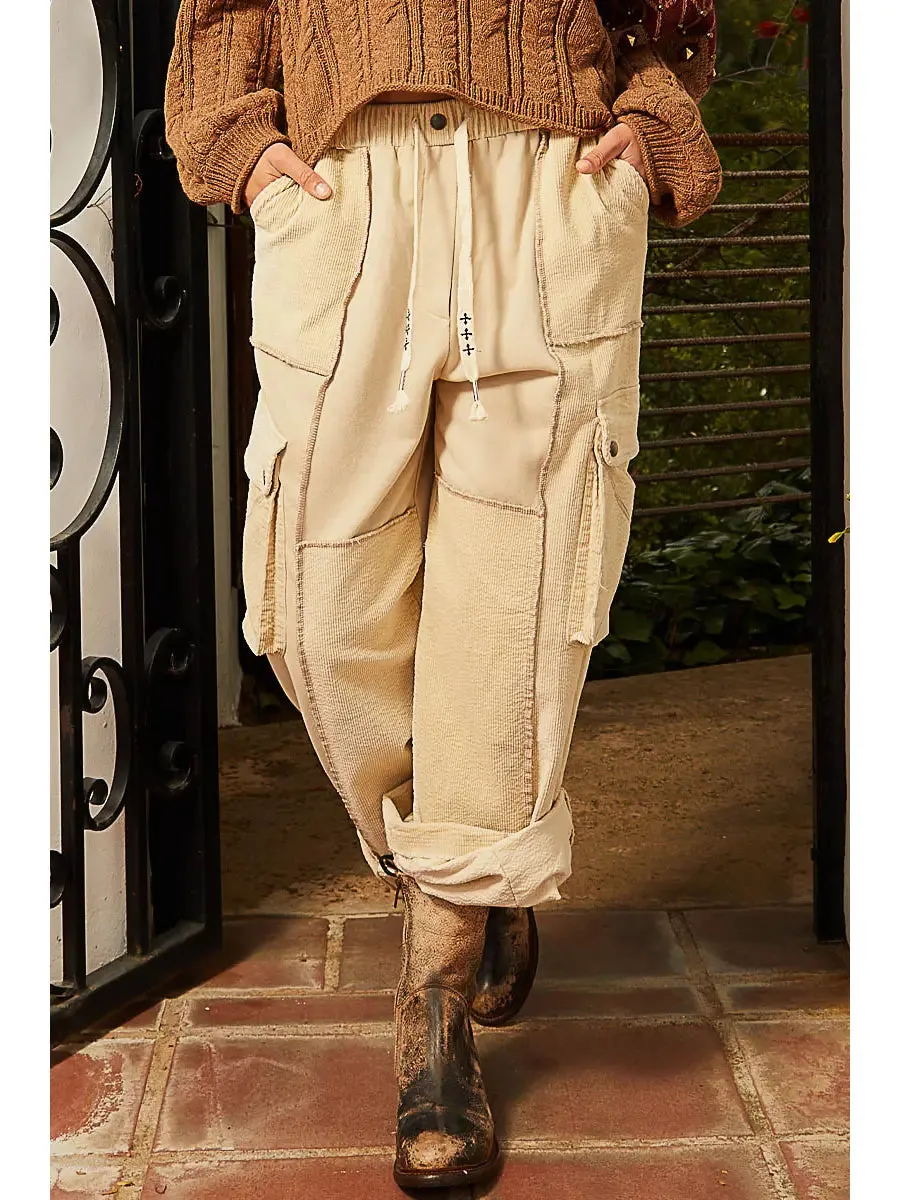 POL Cream Cargo Wide Leg Pant