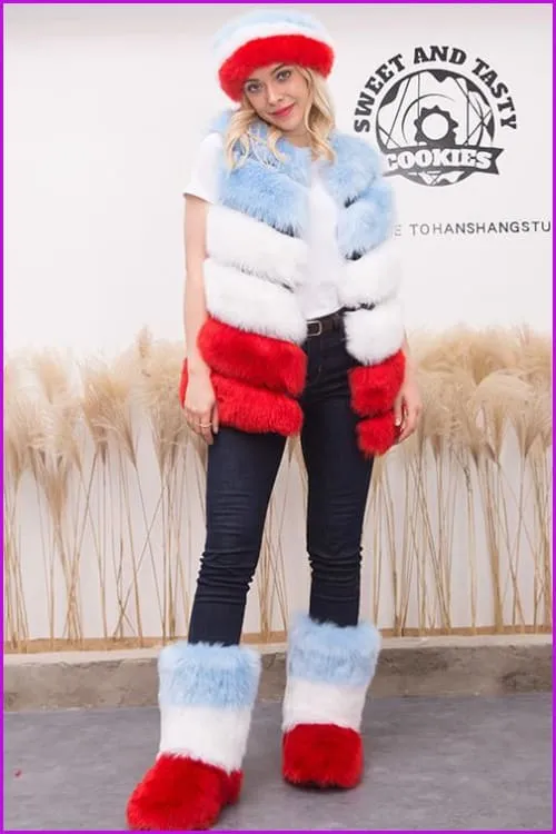 [Pre-sale] {Faux Fur} Hairband Vest Boots Set-D2 F1461