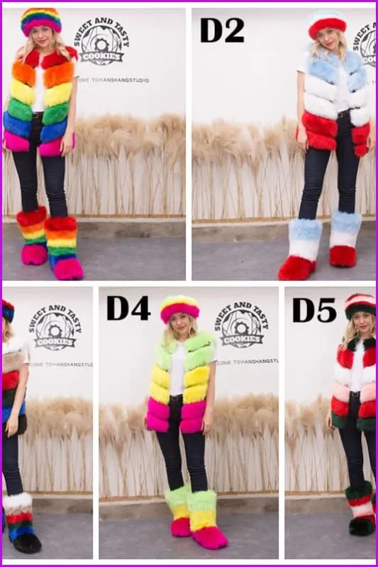 [Pre-sale] {Faux Fur} Hairband Vest Boots Set-D2 F1461