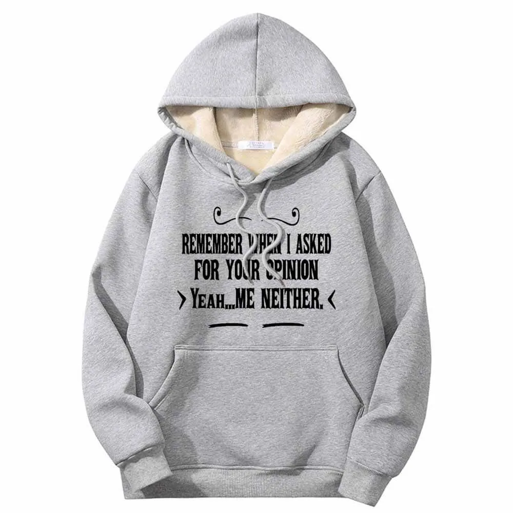 Remember When I Asked Letters Crew Collar Fleece Sherpa Hoodie