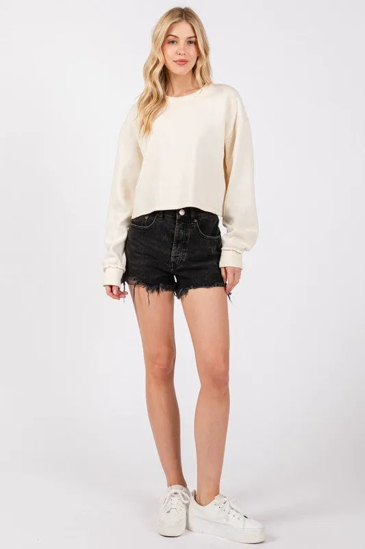 RIBBED KNIT LOUNGE TOP (CREAM)