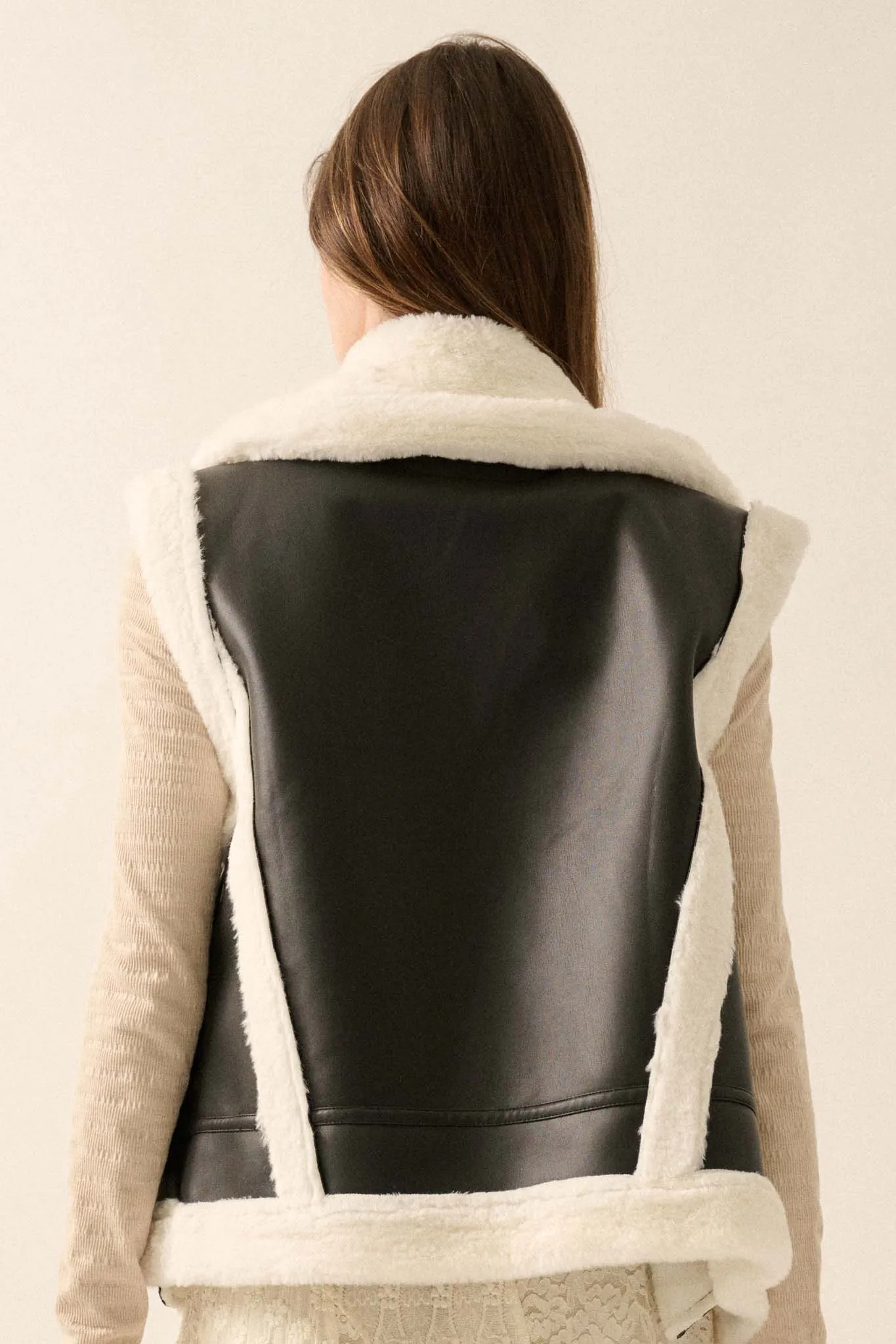 Ride the Wind Vegan Leather Faux Fur-Trimmed Vest