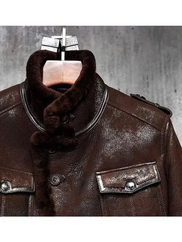 Shearling Leather Aviator Jacket - Classic Style, Superior Warmth