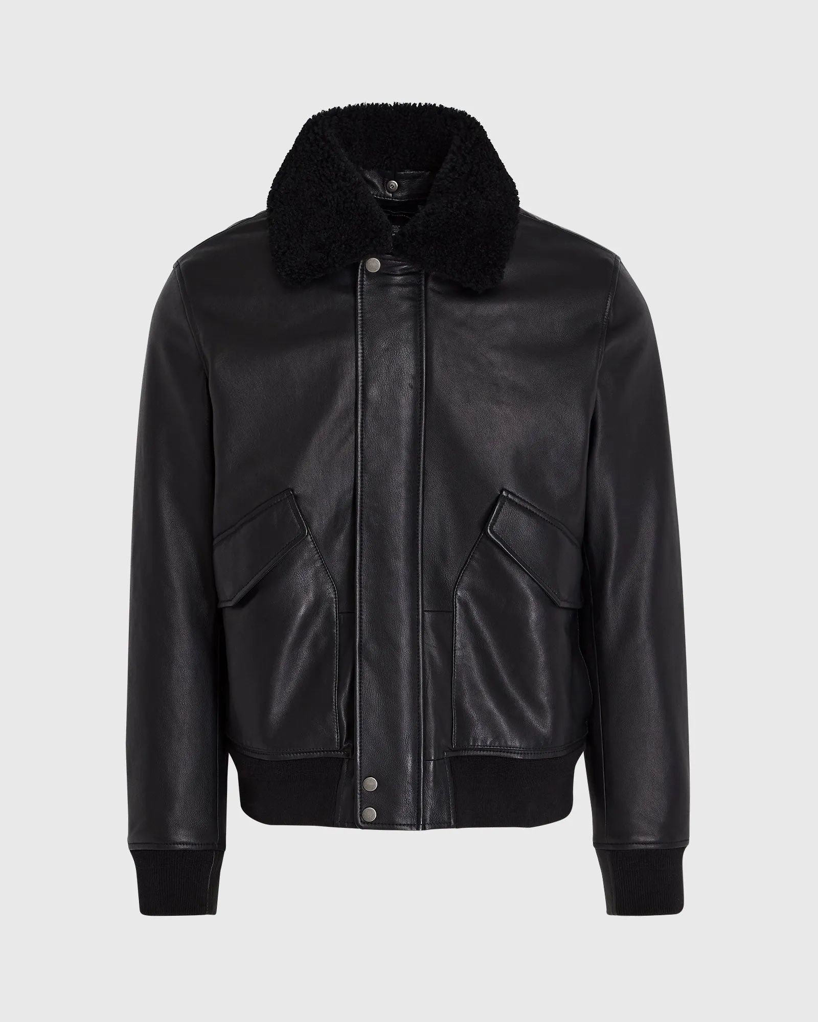 Shearling Padded Leather Bomber Jacket