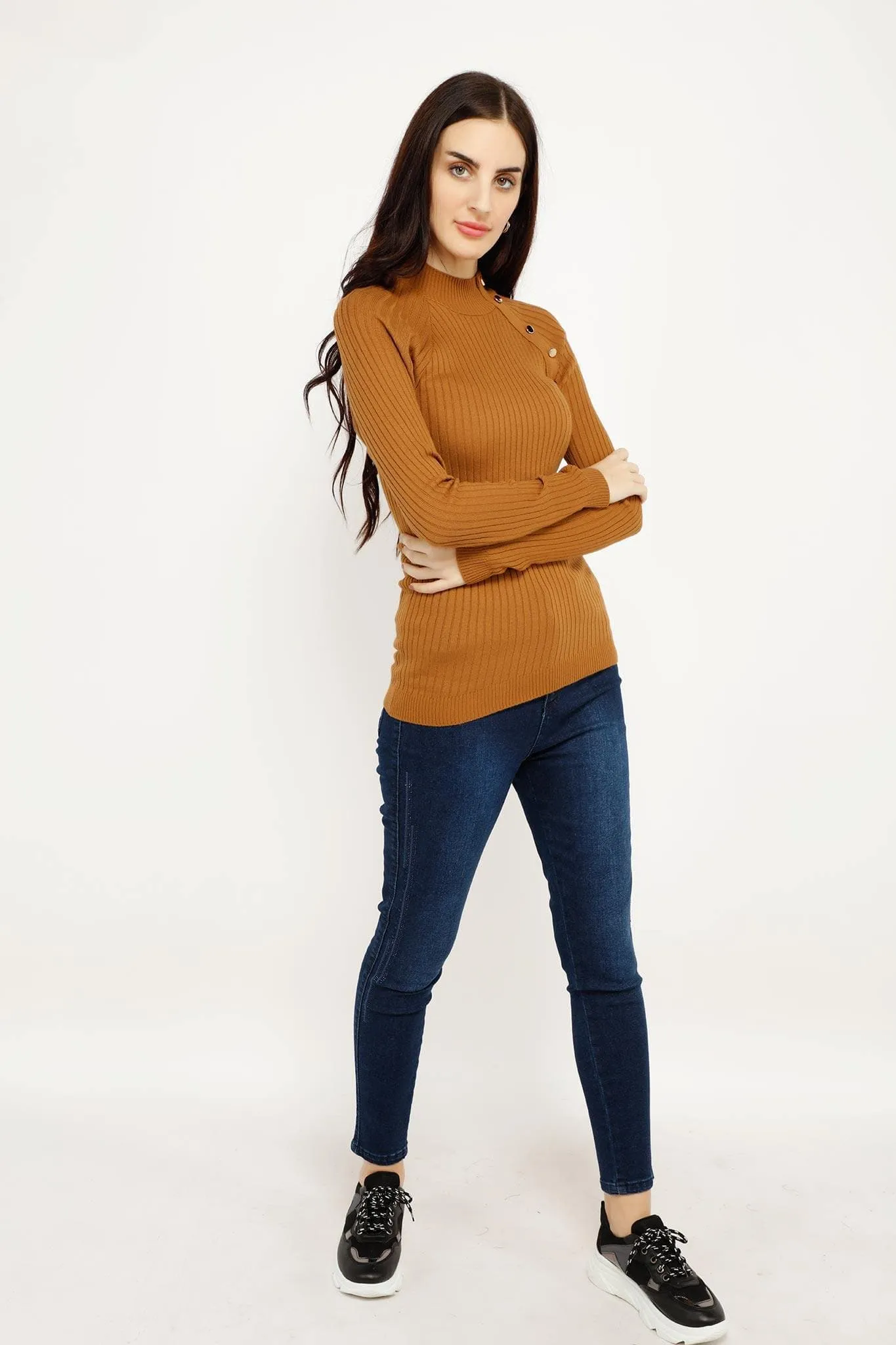 SIDED BUTTON KNITTED PULLOVER 15954