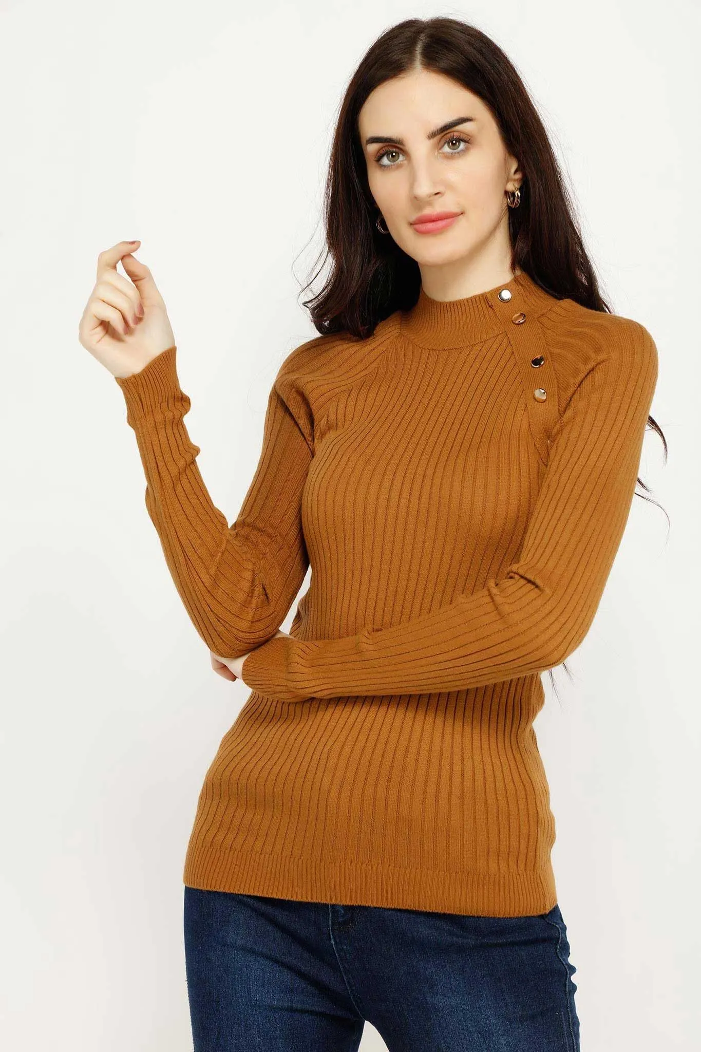 SIDED BUTTON KNITTED PULLOVER 15954