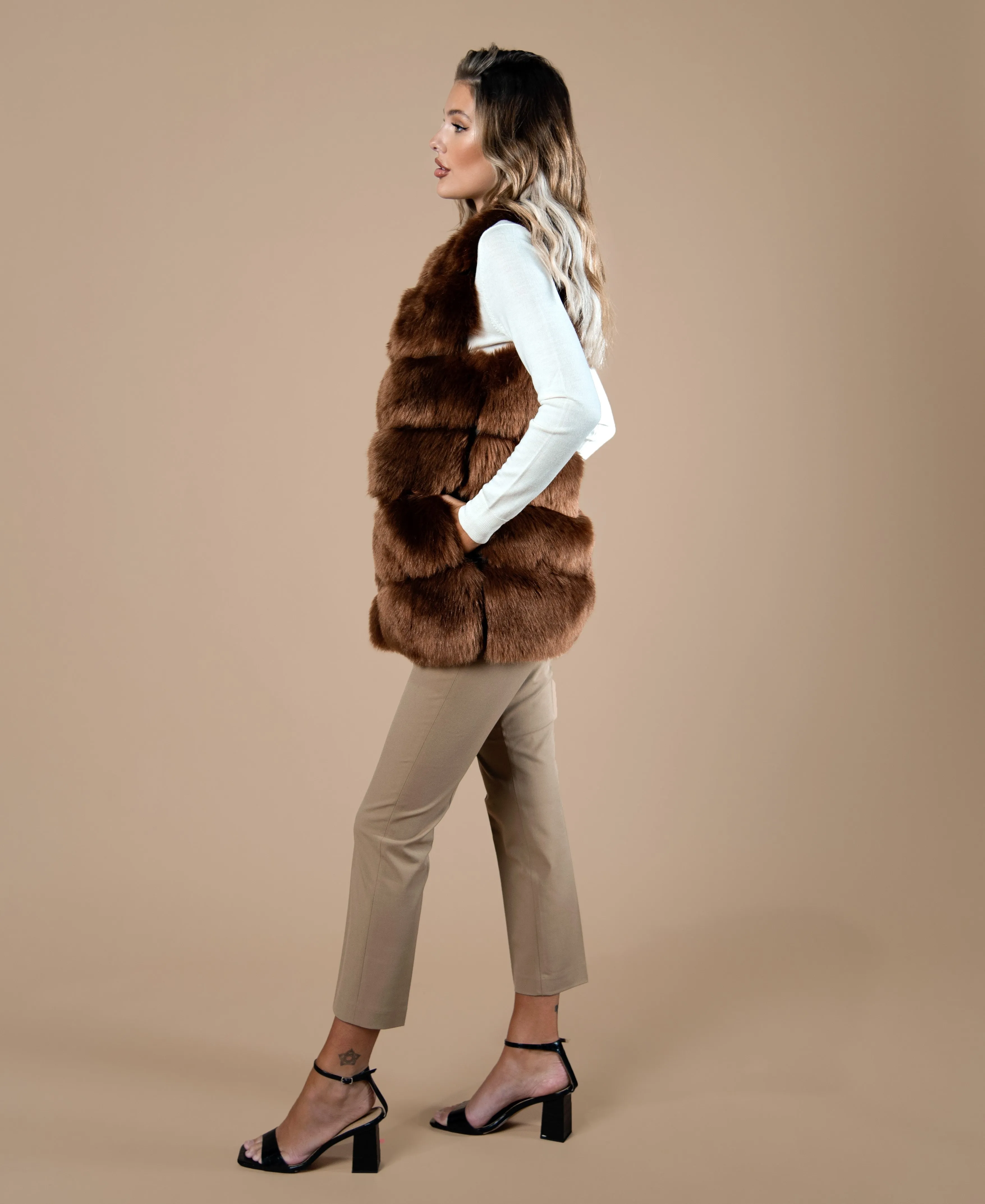 Slanted Faux Fur Gilet