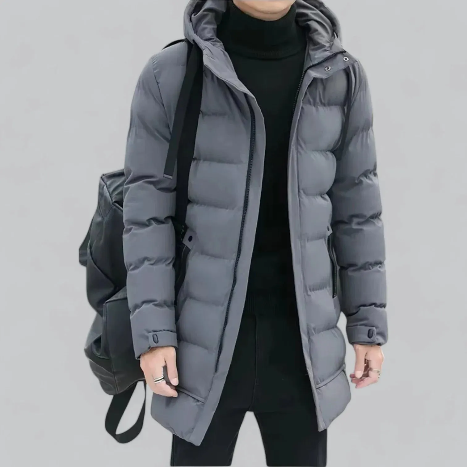 Stylish and Warm Men's Quilted Coat with Drawstring Detail