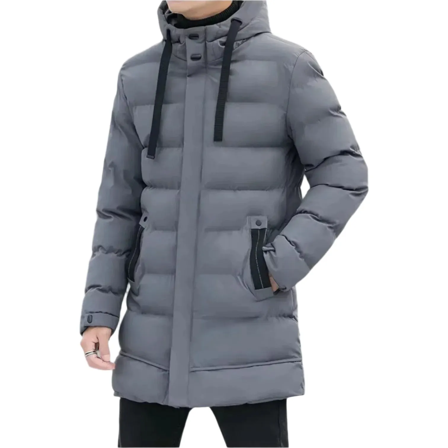 Stylish and Warm Men's Quilted Coat with Drawstring Detail