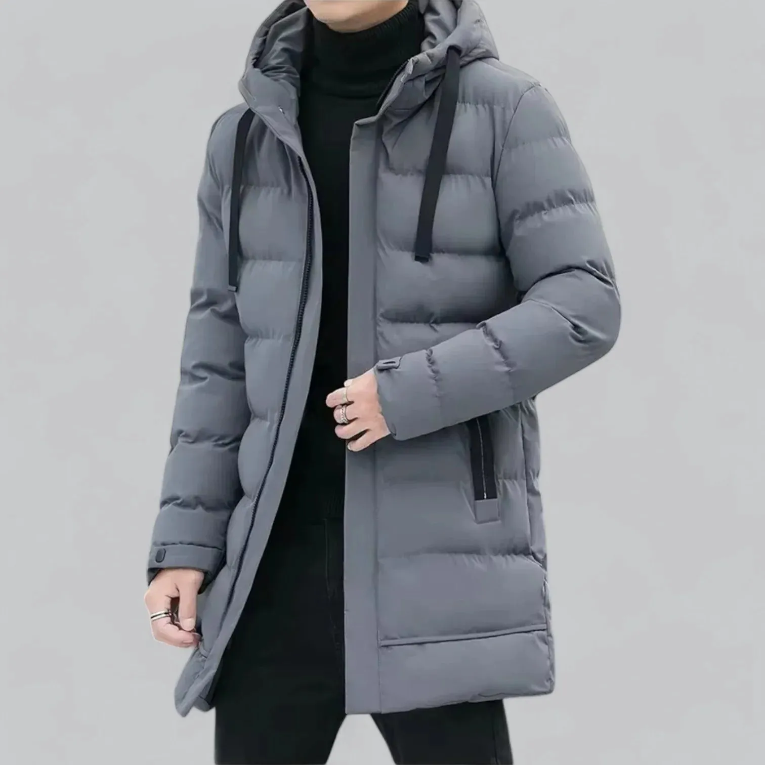 Stylish and Warm Men's Quilted Coat with Drawstring Detail