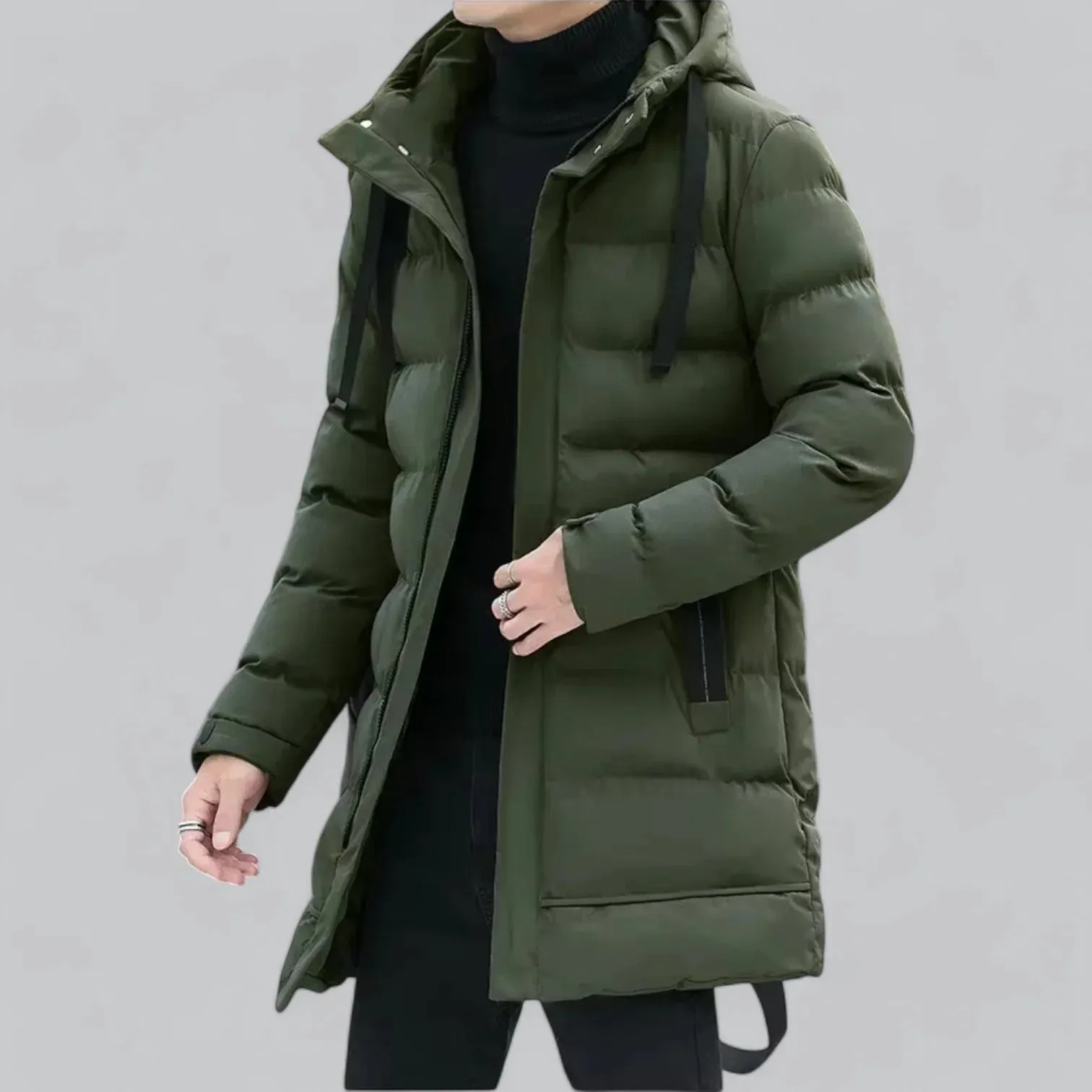 Stylish and Warm Men's Quilted Coat with Drawstring Detail