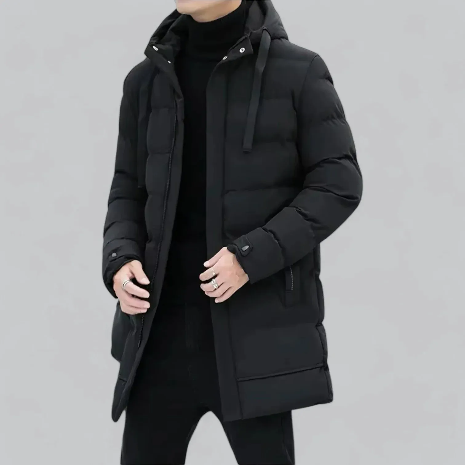 Stylish and Warm Men's Quilted Coat with Drawstring Detail