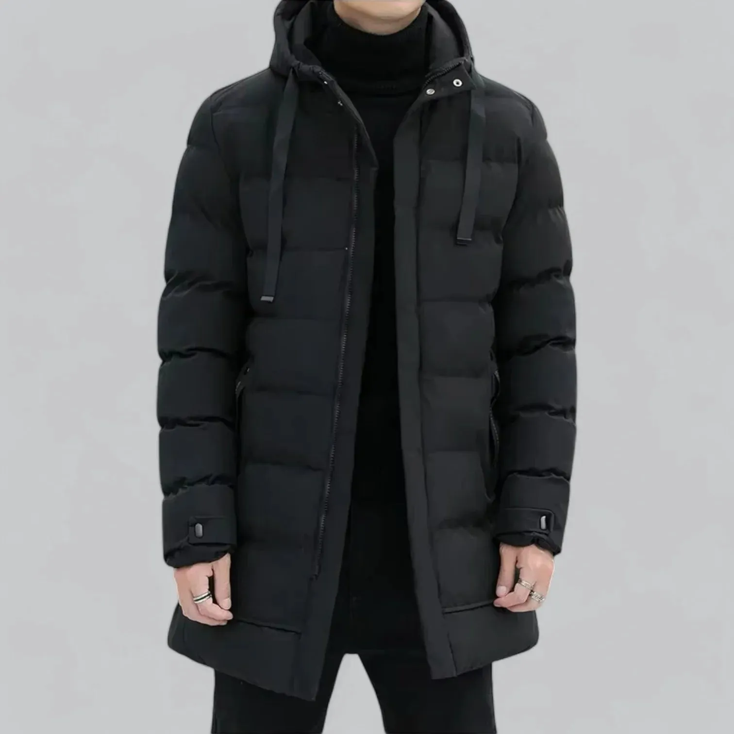 Stylish and Warm Men's Quilted Coat with Drawstring Detail