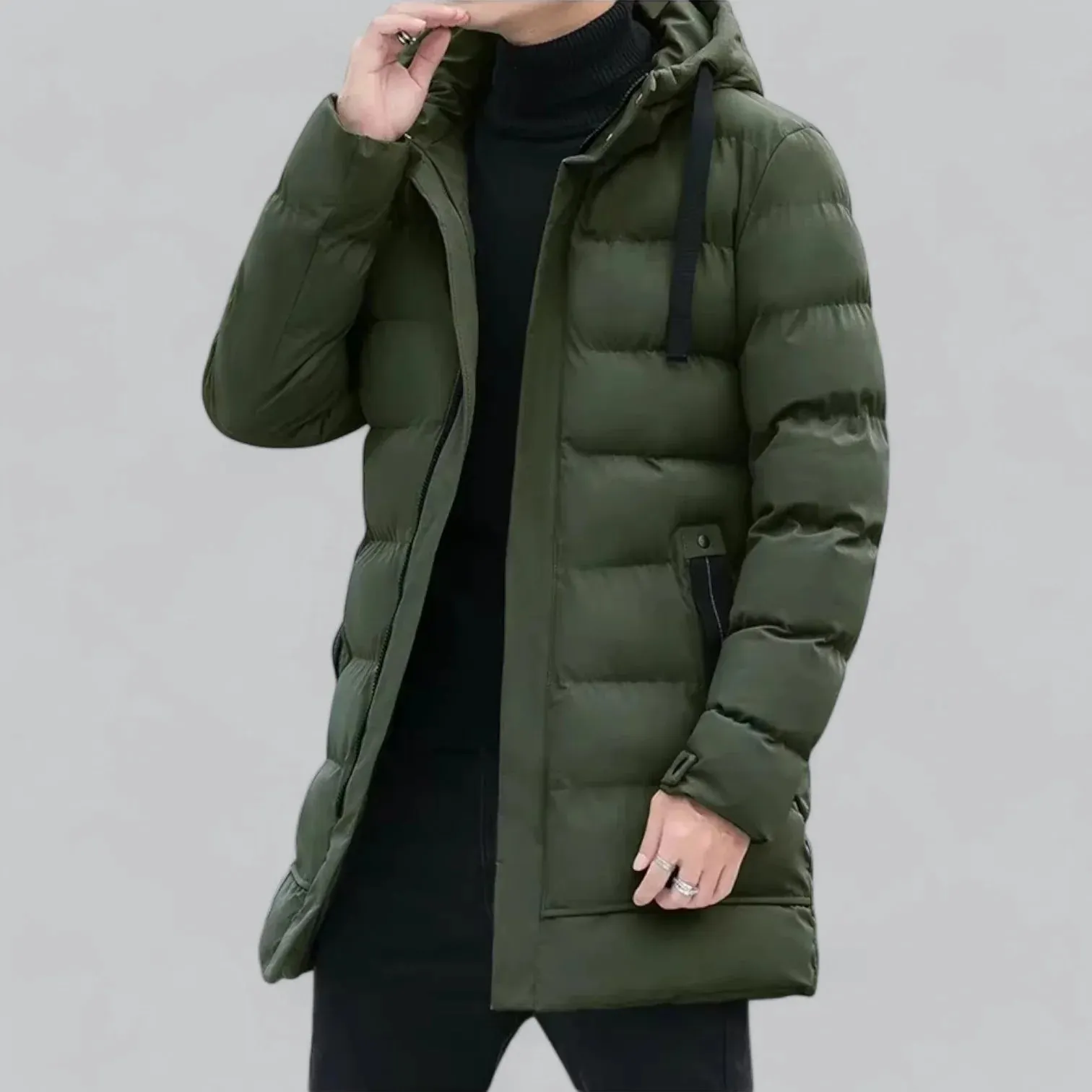 Stylish and Warm Men's Quilted Coat with Drawstring Detail