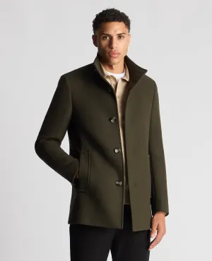 Tapered Fit Wool-Blend Overcoat