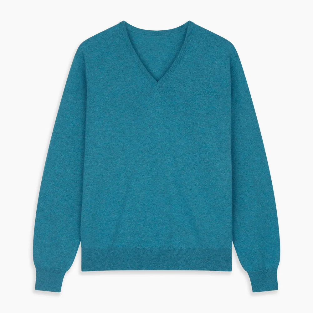 Teal Paden V-Neck Jumper