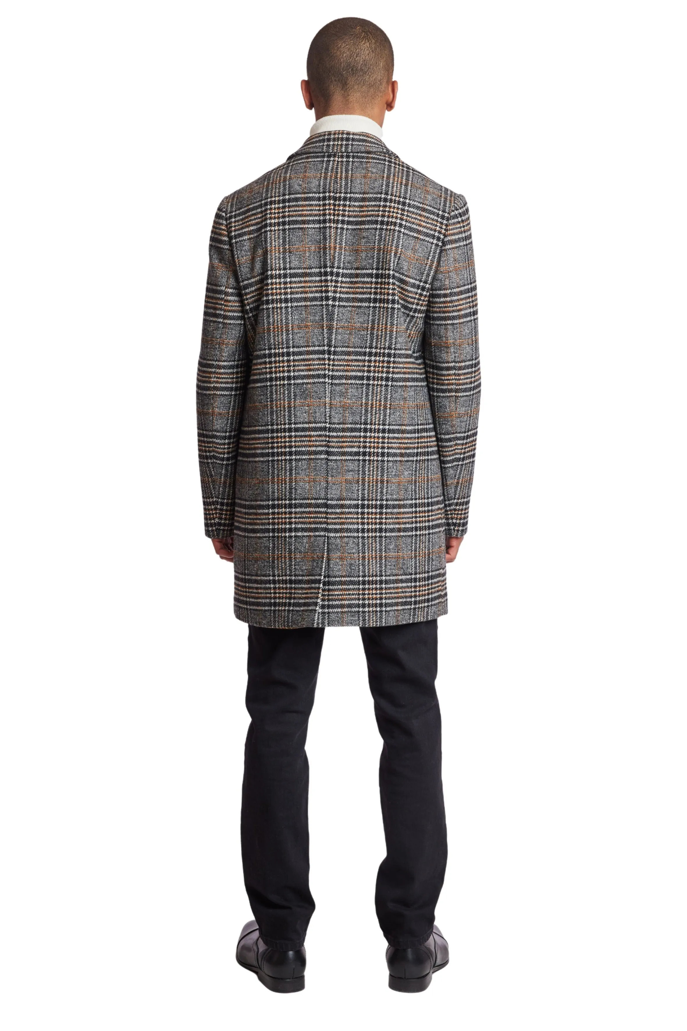 Topper Coat - slim - Black Camel Plaid