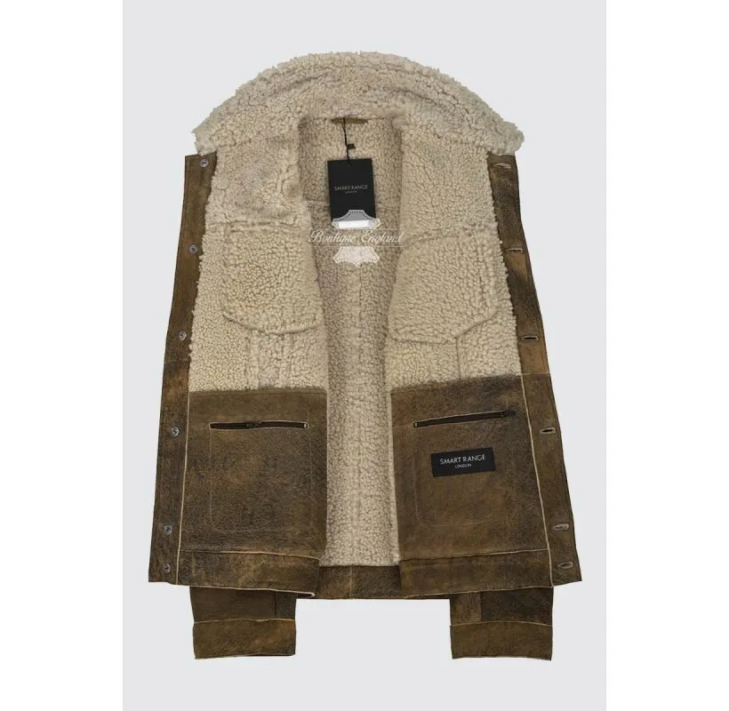 TRUCKER Shearling Sheepskin Jacket Men's Real Fur Winter Jacket