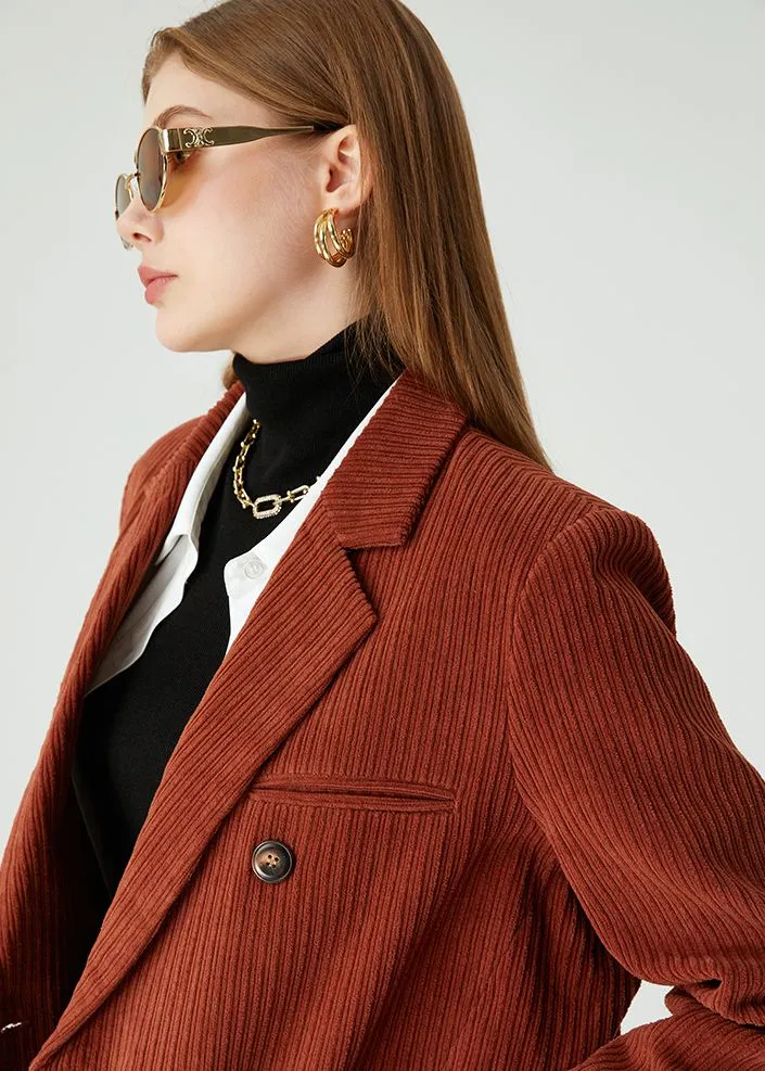 Velvet Double Breasted Relaxed Blazer