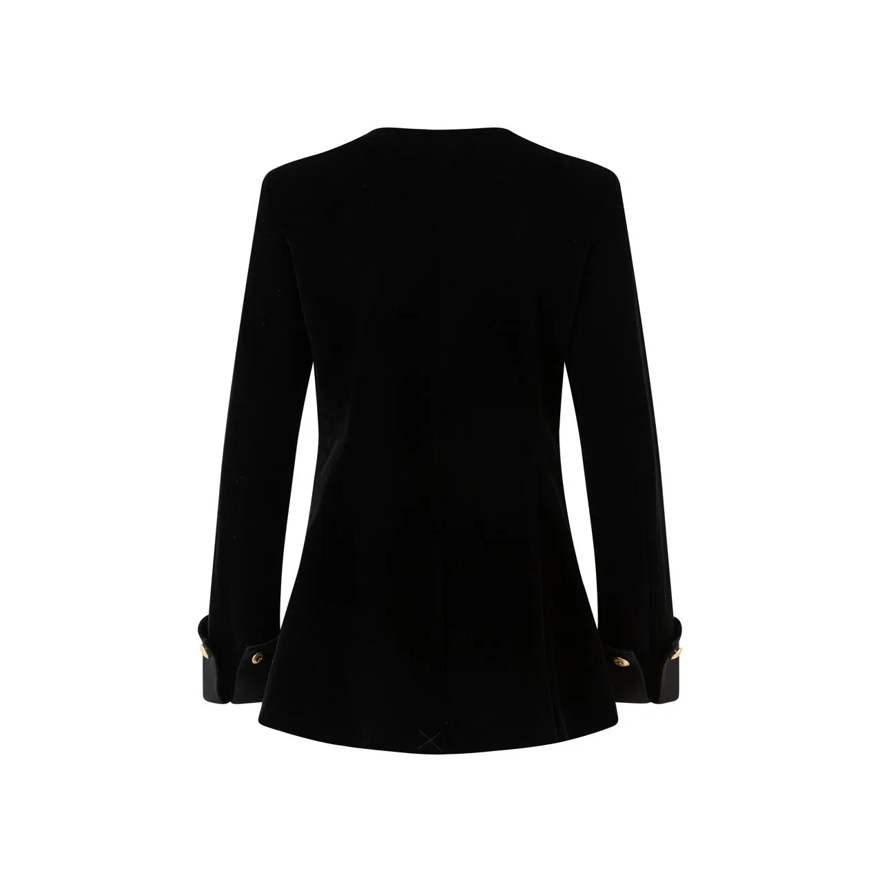 Velvet Slant Button Patchwork Blazer