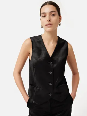 Velvet Tailored Waistcoat | Black