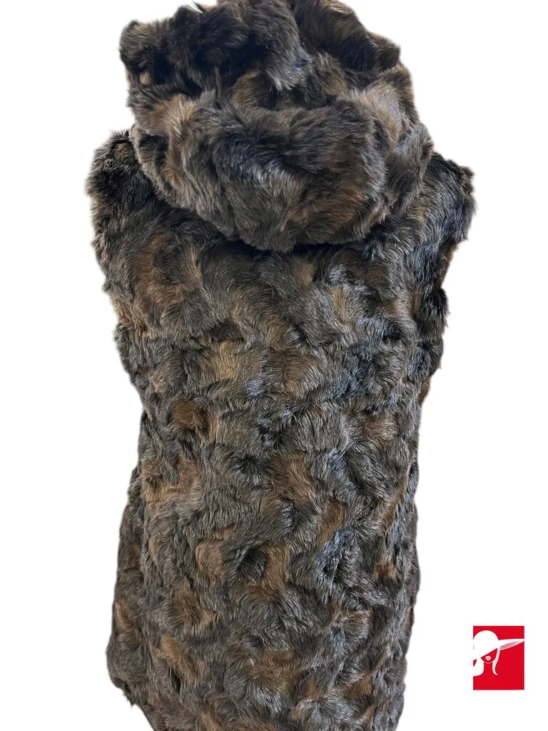 Via Spiga faux fur reversible long hooded vest NWT size M