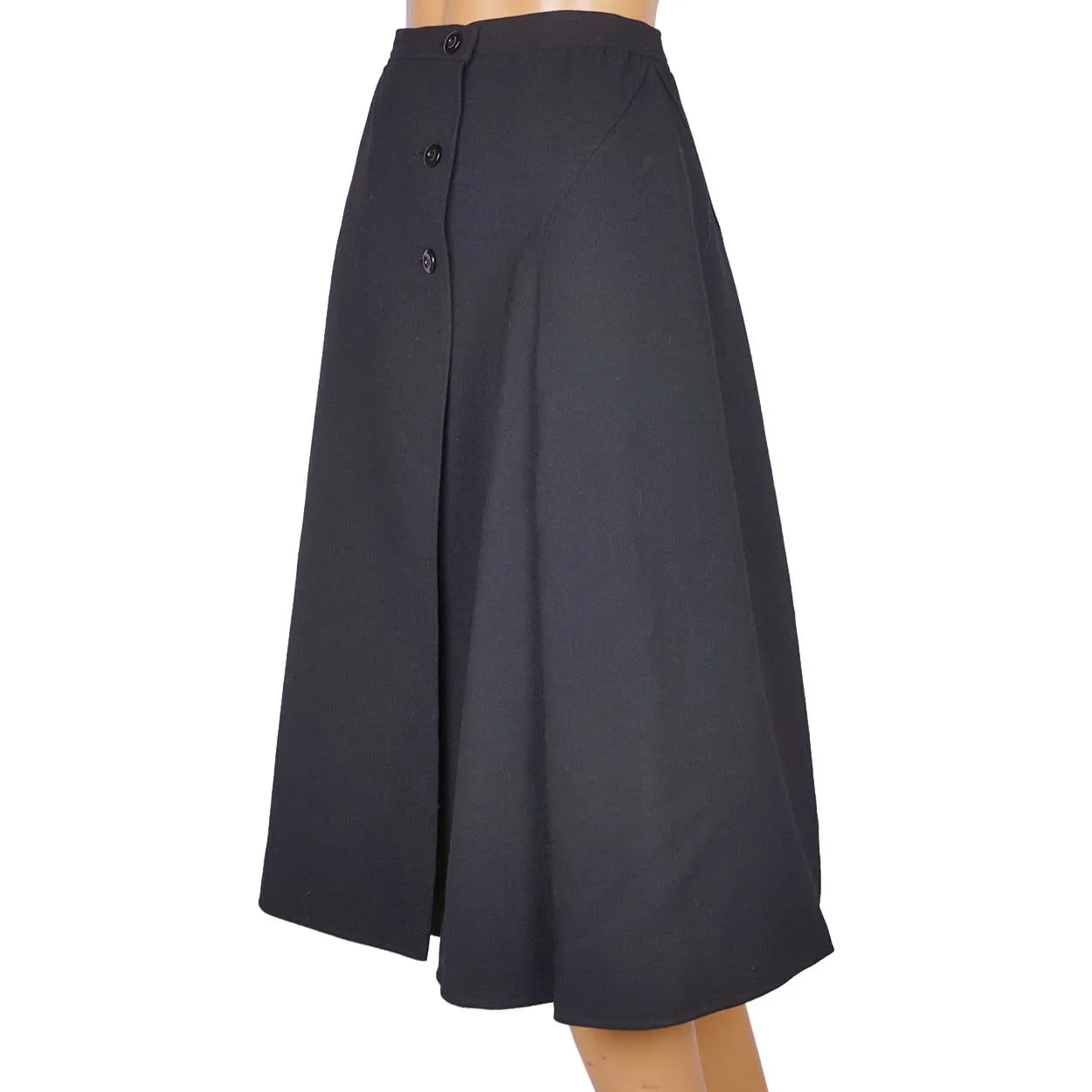 Vintage 1970s Courreges Skirt Black Wool Size 0 27” Waist