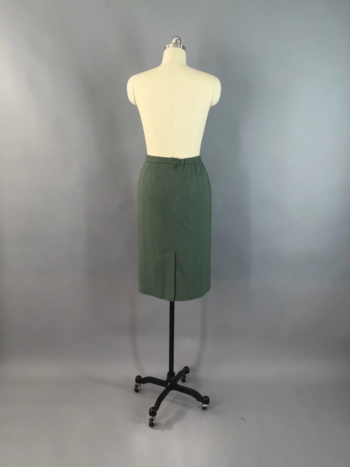 Vintage 1980s Green Pendleton Wool Pencil Skirt