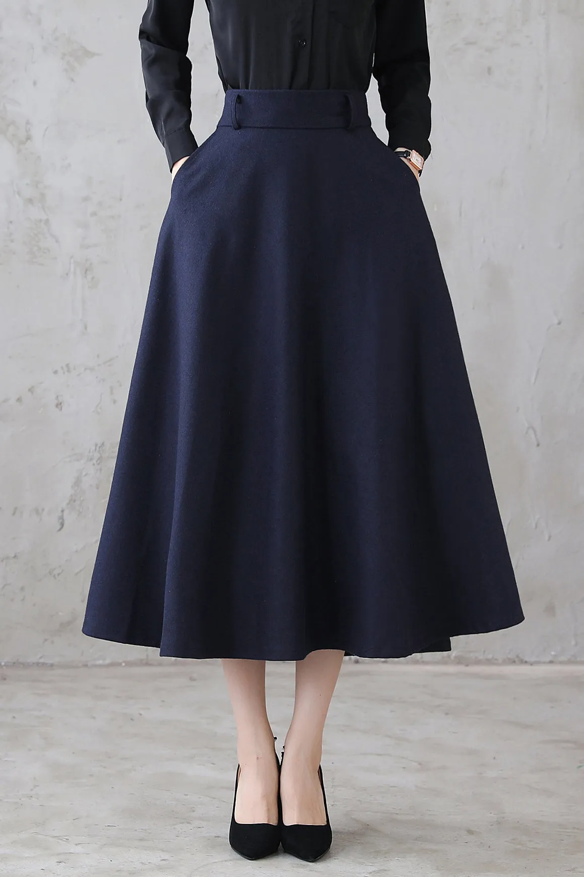 Vintage Inspired 1950s Midi Wool skirt 311801