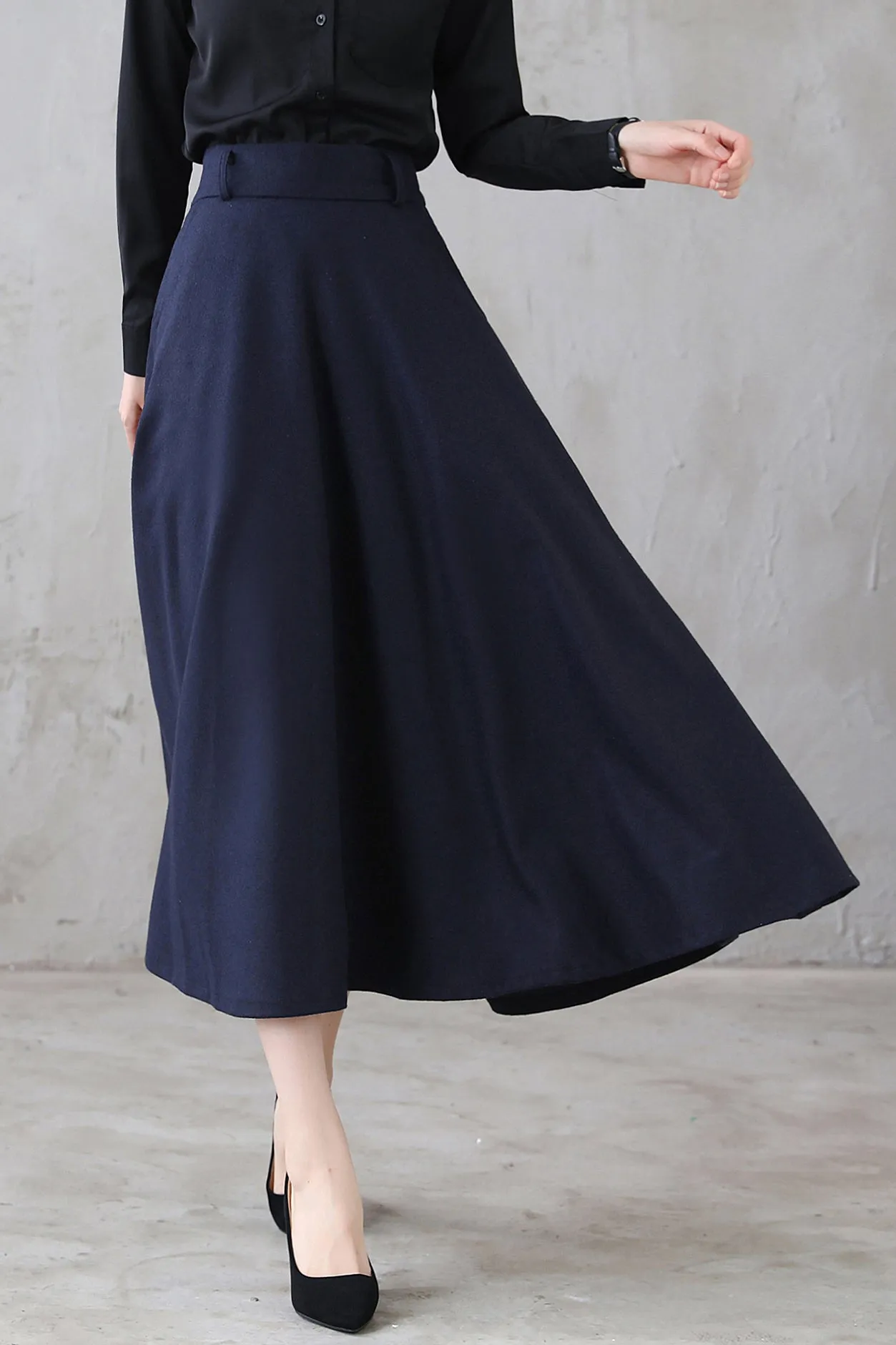 Vintage Inspired 1950s Midi Wool skirt 311801