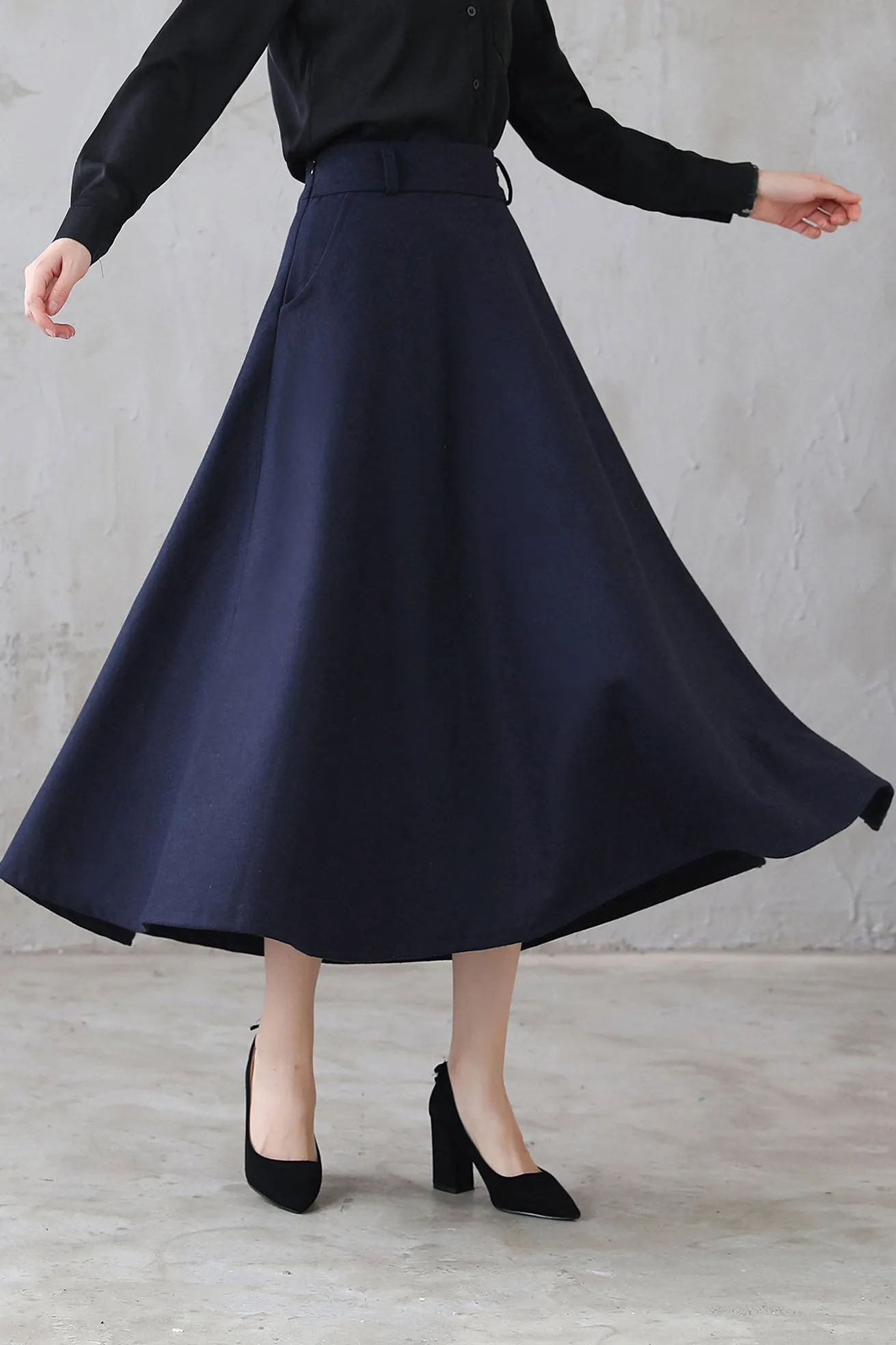 Vintage Inspired 1950s Midi Wool skirt 311801