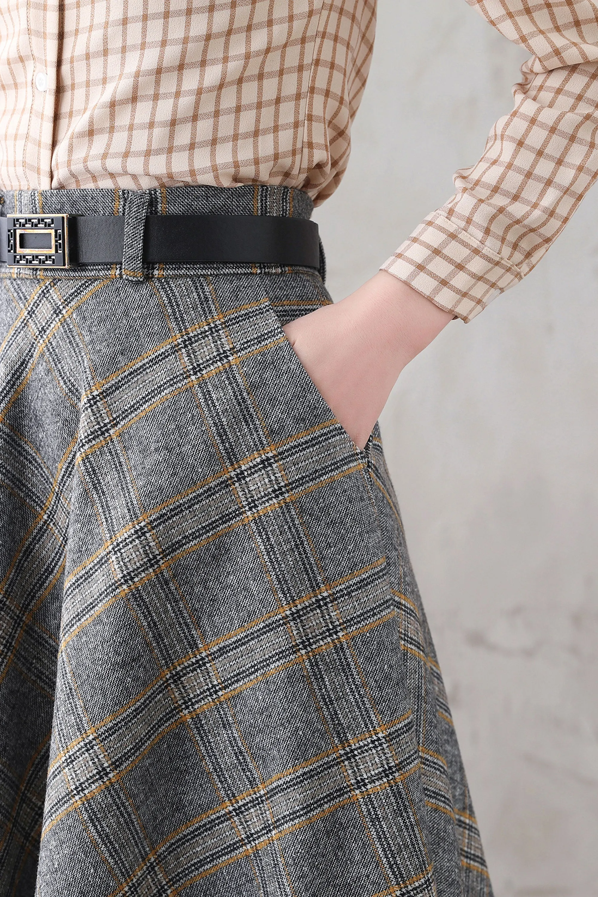 Vintage Inspired High Waist Tartan Skirt 3293