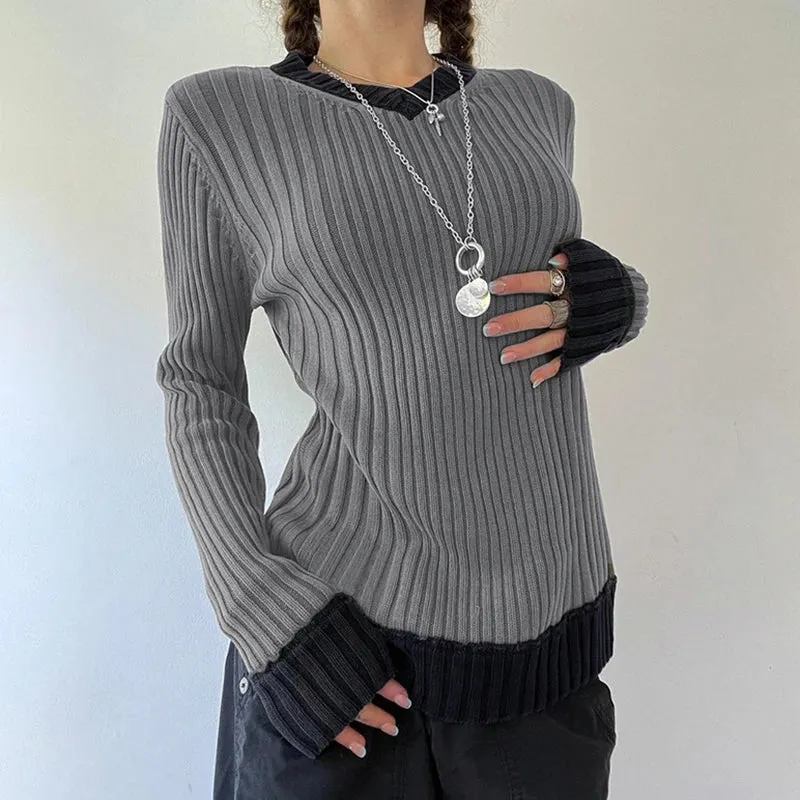 Vintage Patched Knit Pullover Sweater