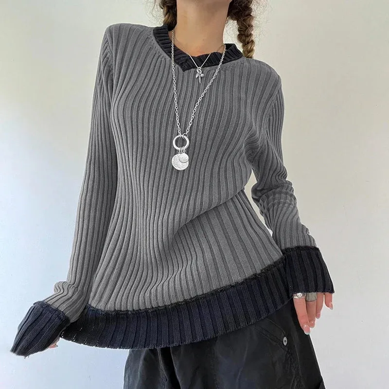 Vintage Patched Knit Pullover Sweater