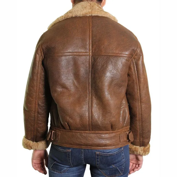 Women's Brown Fur Shearling Flying Bomber Aviator Jacket