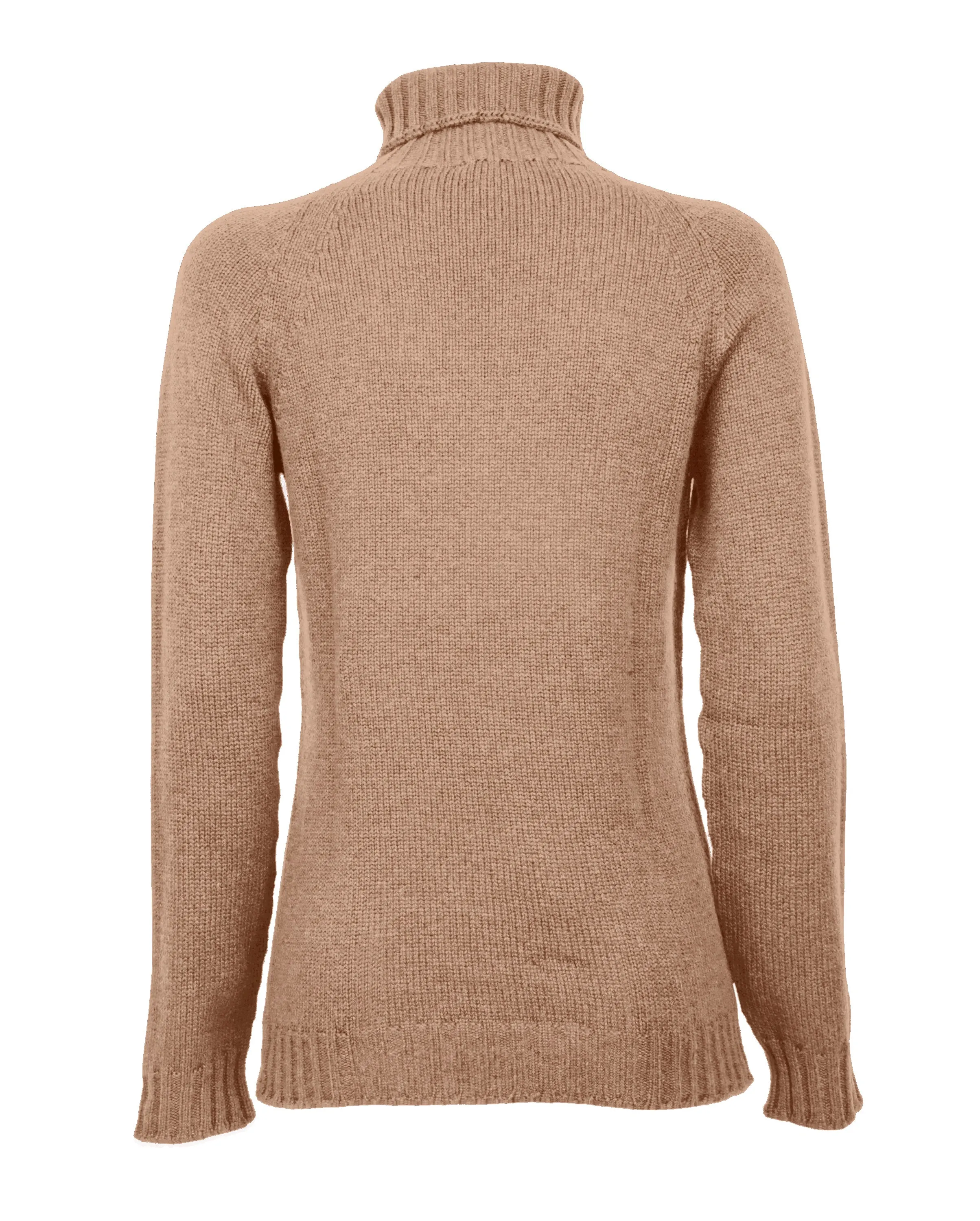 Women's Cashmere Raglan Sleeve Turtleneck Sweater Camel