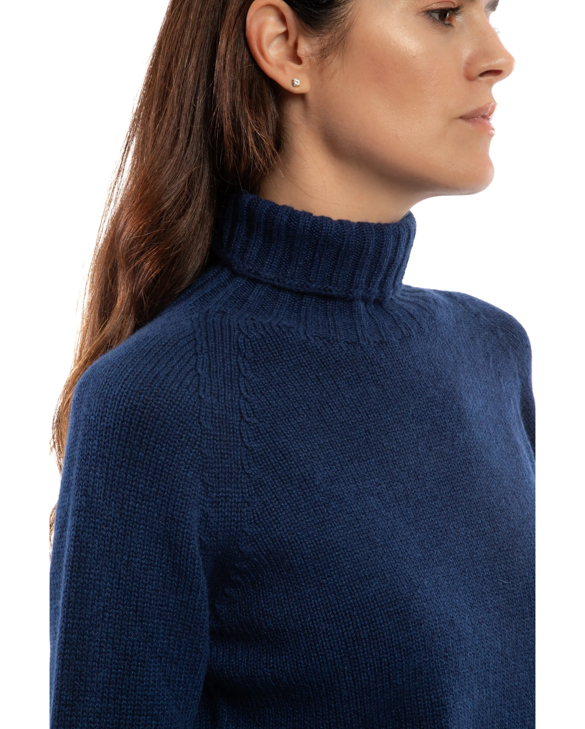 Women's Cashmere Raglan Sleeve Turtleneck Sweater Camel