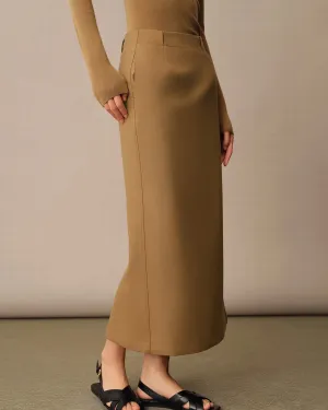 Womens Long Wool Pencil Skirt High Waist